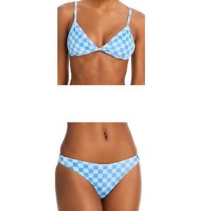 Peixoto Bomba Blue Check Bikini Swim Set Medium NWT (Note Regarding Tags)